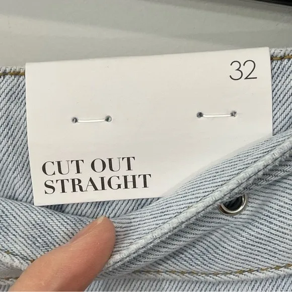 NWT WeWoreWhat Cut Out Straight in‎ Super Blue Jeans Belted Denim Size 32 - Image 8