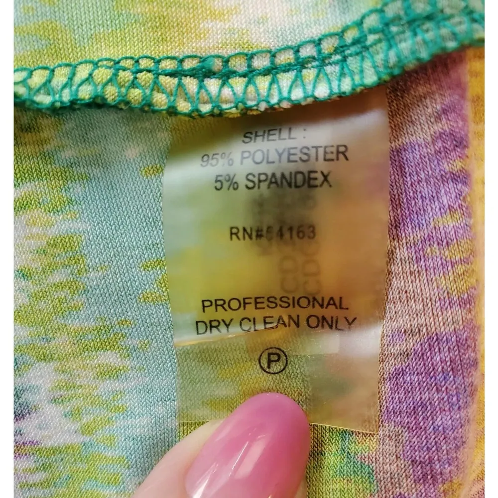 Calvin Klein Women's Multi Tie Dye Short Sleeve Wrap Collar Knee Length Dress S - Image 8