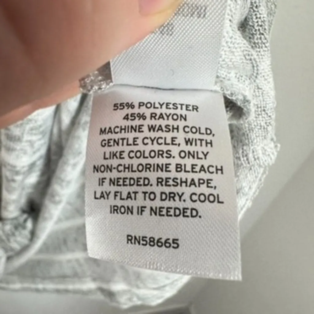 Caslon Nordstrom Twist Front‎ V Neck Lightweight Casual Tee Shirt Grey Striped - Image 4