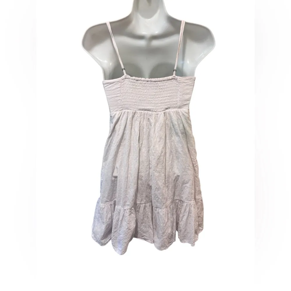 Abercrombie & Fitch White Babydoll Smocked Dress S Ruffle Hem Romantic Coquette - Image 3