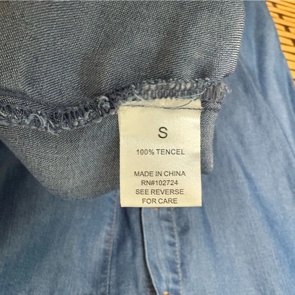 Grand & Green‎ Denim Button Down Shirt Size Small Blue - Image 7