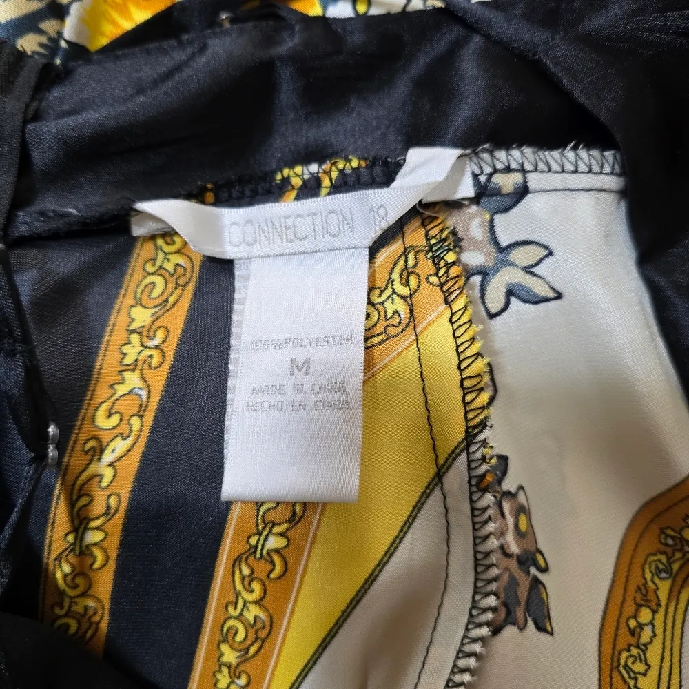 Connection 18 Baroque Satin Criss Cross Back Dress Size Medium Gold - Image 6