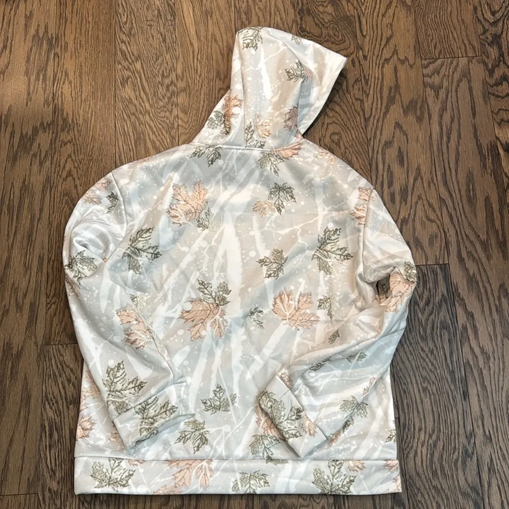 Leaf Patterned Hoodie White Size M - Image 2