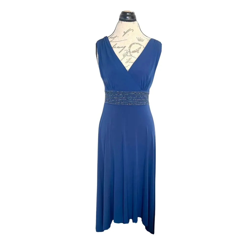 AGB Dress Size 6 Blue Rhinestones Evening Party Wedding Guest Elegant Cocktail - Image 2