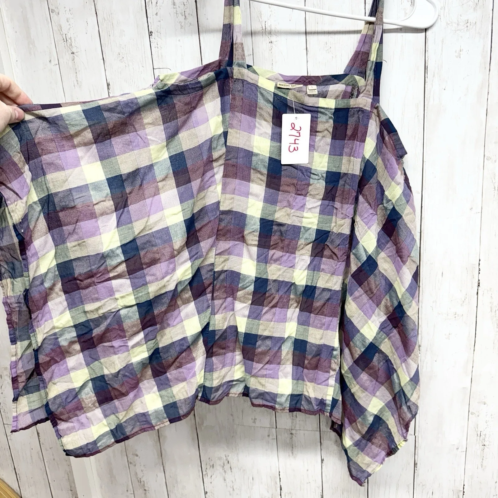 Anthropologie Holding Horses Top Women Size Small Madras Plaid Sleeveless Tank - Image 6