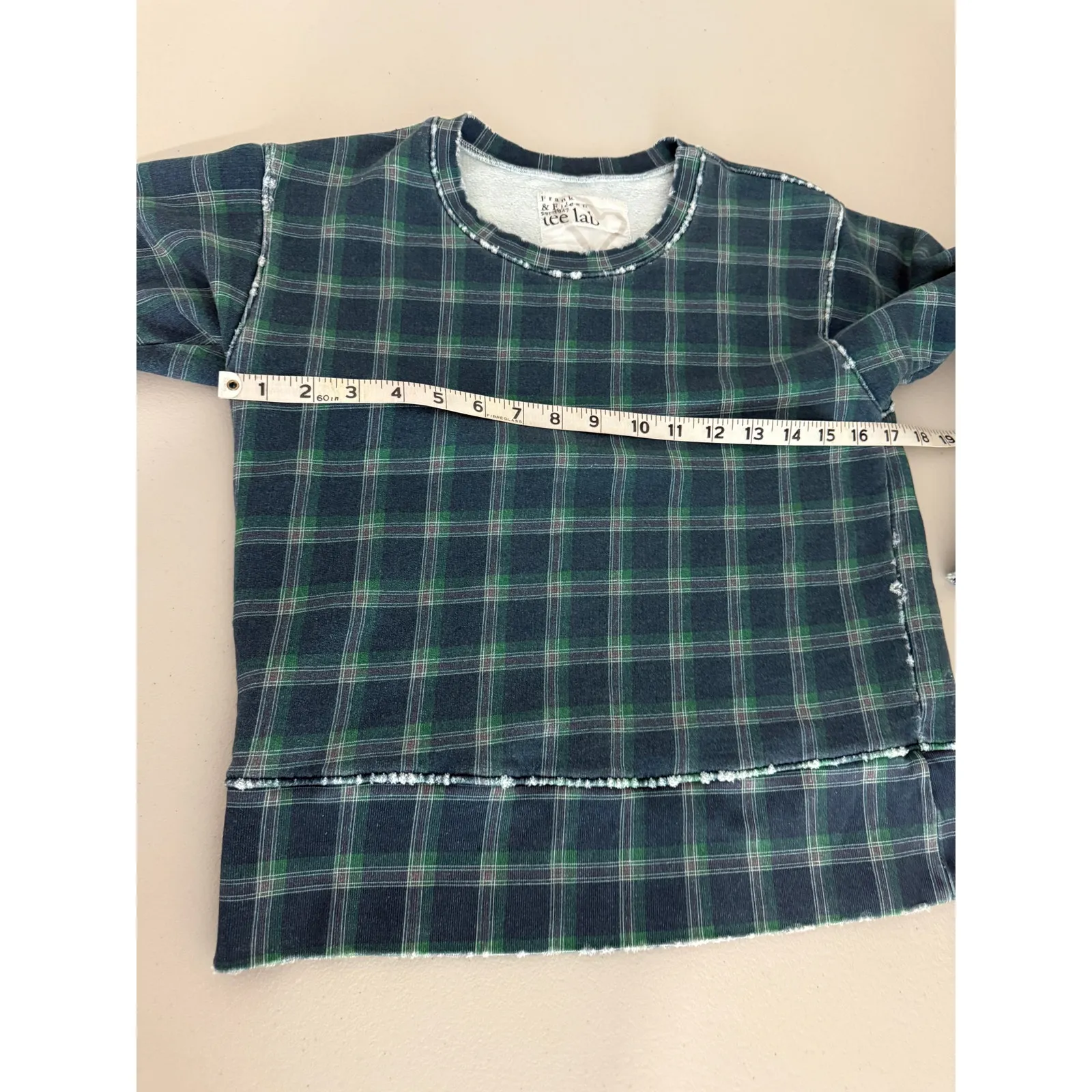 Frank & Eileen Women's Blue Green Holiday Plaid Long-sleeved Tee Sweatshirt XS - Image 6