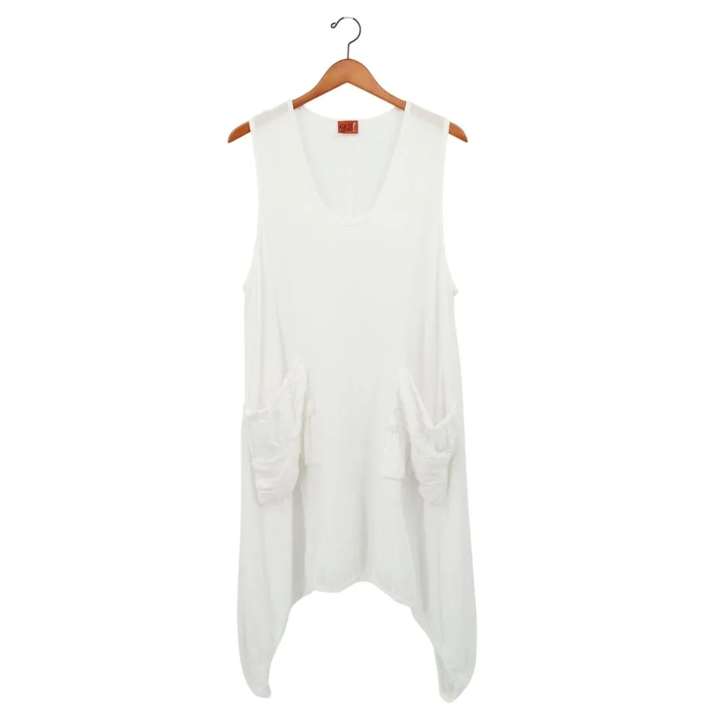 Oh My Gauze! Brad Vest Cotton White Sleeveless Asymmetrical Lagenlook Tunic O/S Size undefined - Image 2