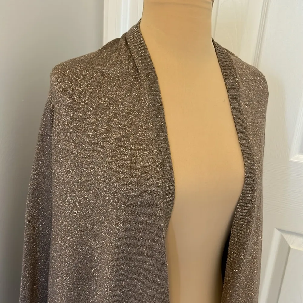 Ann Fontaine Wool Blend Metallic Open Draped Cardigan Size undefined - Image 4