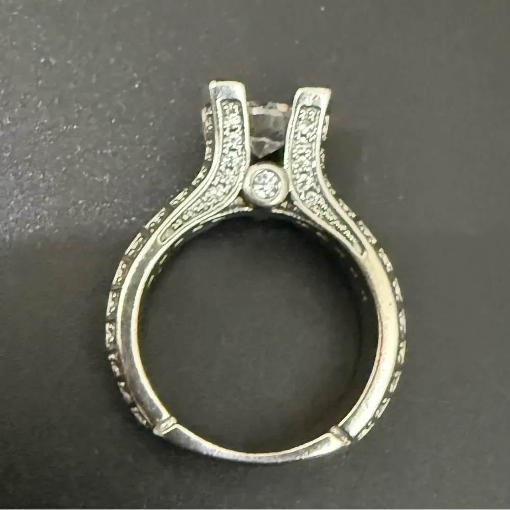 Silver Eiffel Tower CZ Cocktail Ring Size 6 - Image 5