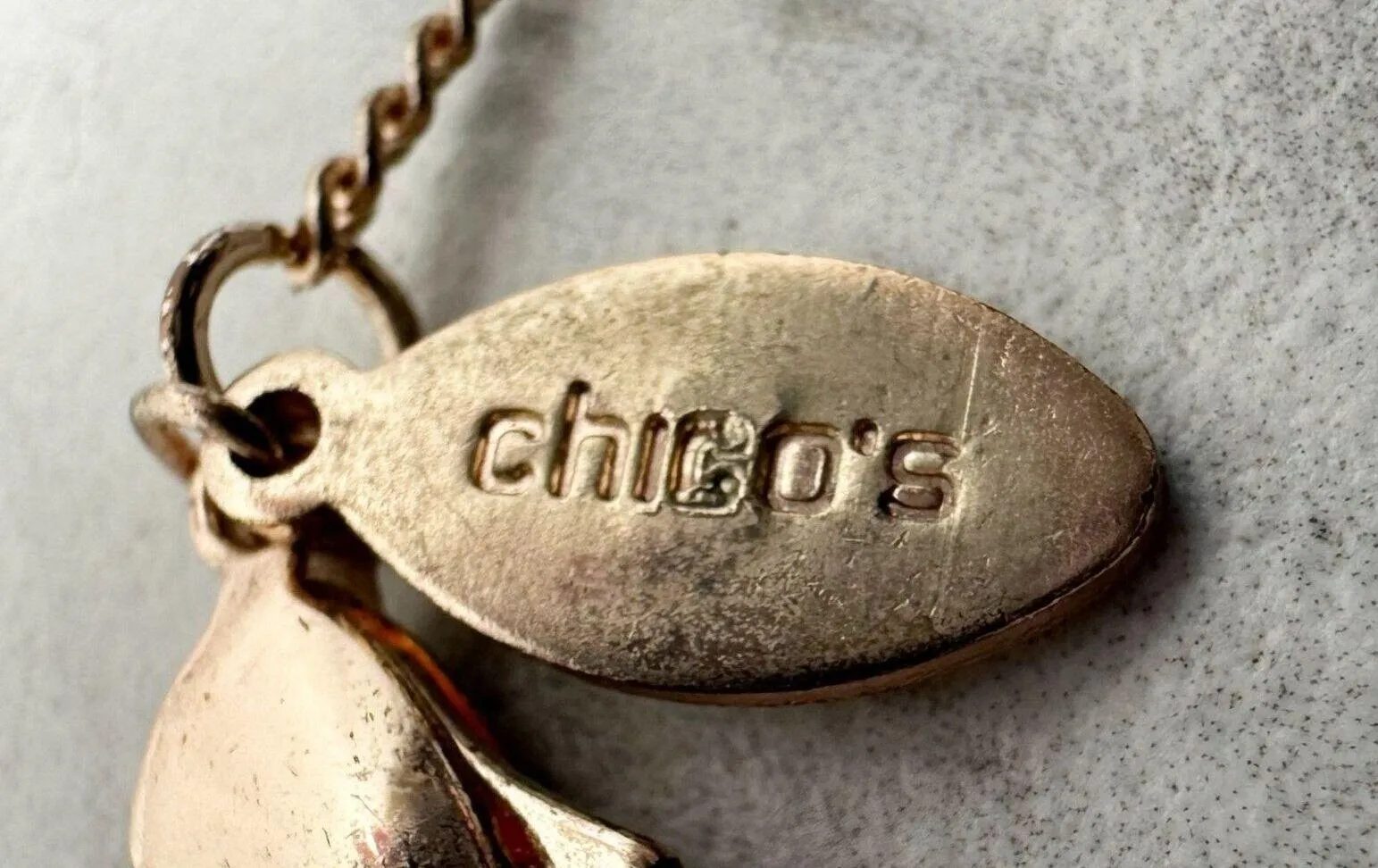 Chico's Rose Gold Tone Chain Link Rhinestone Pendant Necklace ✨ - Image 9