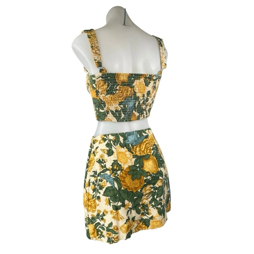 Abercrombie & Fitch Multicolor Floral Sleeveless Crop Top Skirt 2 Pc Set XS/2XS - Image 3