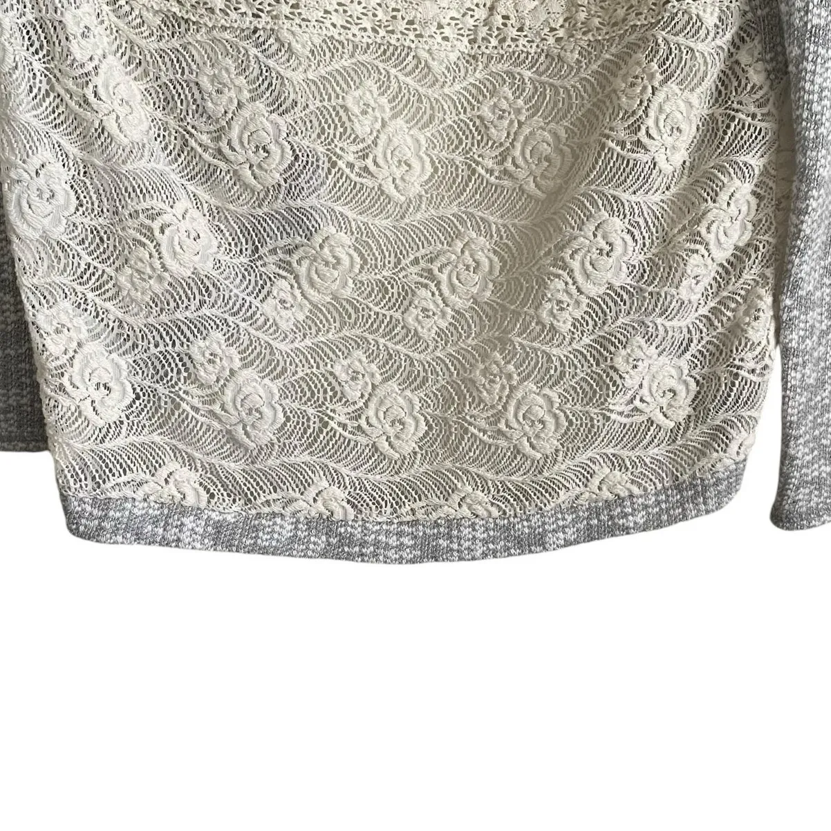 Miss Me Women Cardigan S Mixed Media Crochet Waterfall Open Front Cottage‎ Boho - Image 7