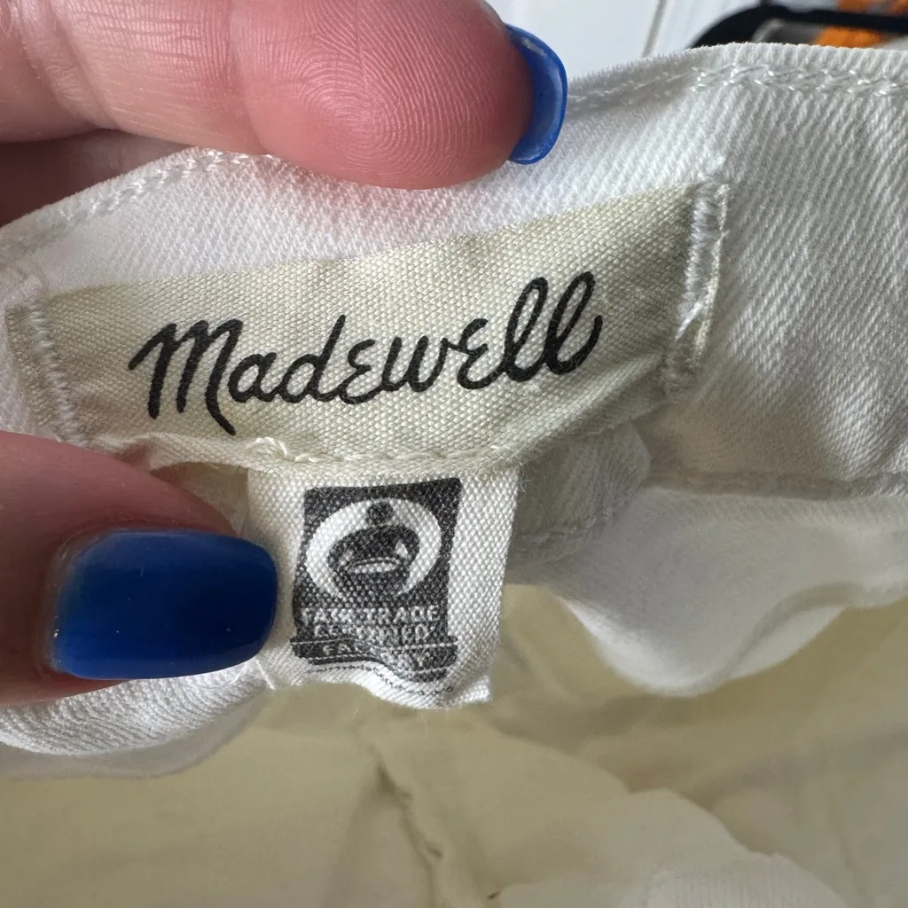 MADEWELL The Perfect Vintage Crop Wide Leg White Denim Jean Size 28 - Image 7