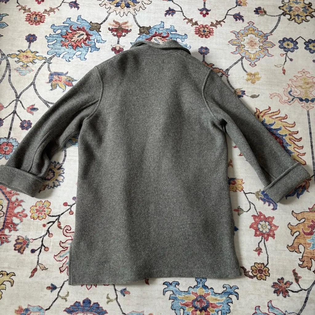 Vintage Bernardo Womens Lambswool Peacoat Size Grey Button Up Jacket Twee - Image 7