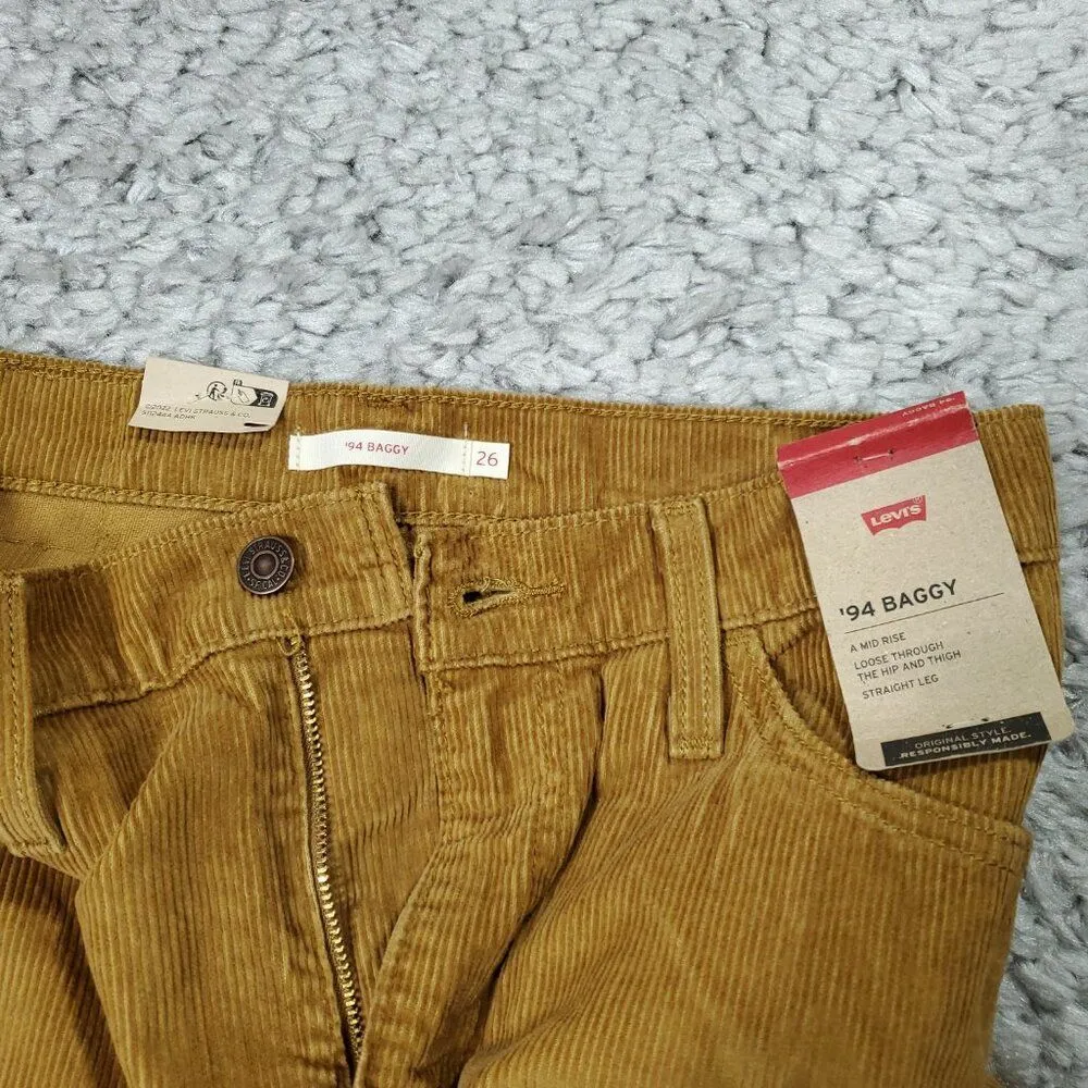 Levi's 94 Baggy Corduroy Brown Straight Leg Loose Pants Y2K 90s Size 26 x 31 - Image 5