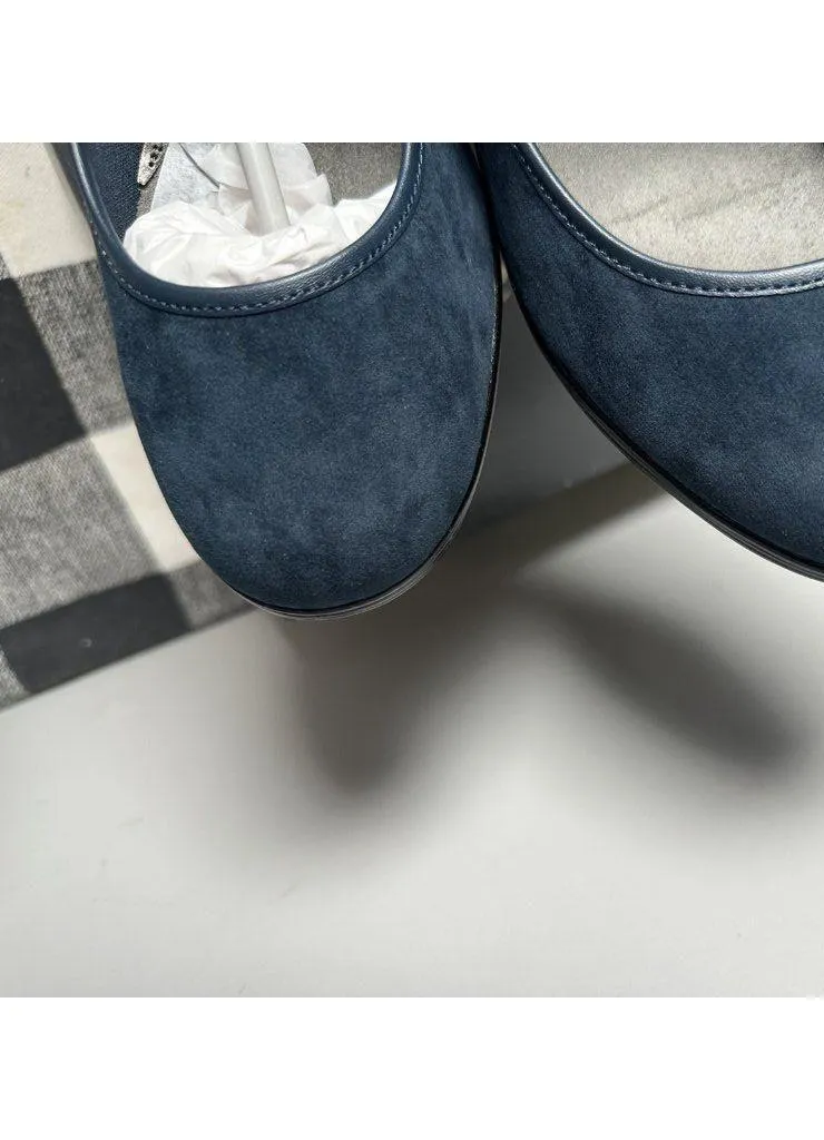 New Size 8 M Kate Ann Leah Mid Wedge Pump Comfort Shoe Pleated Suede Blue - Image 12