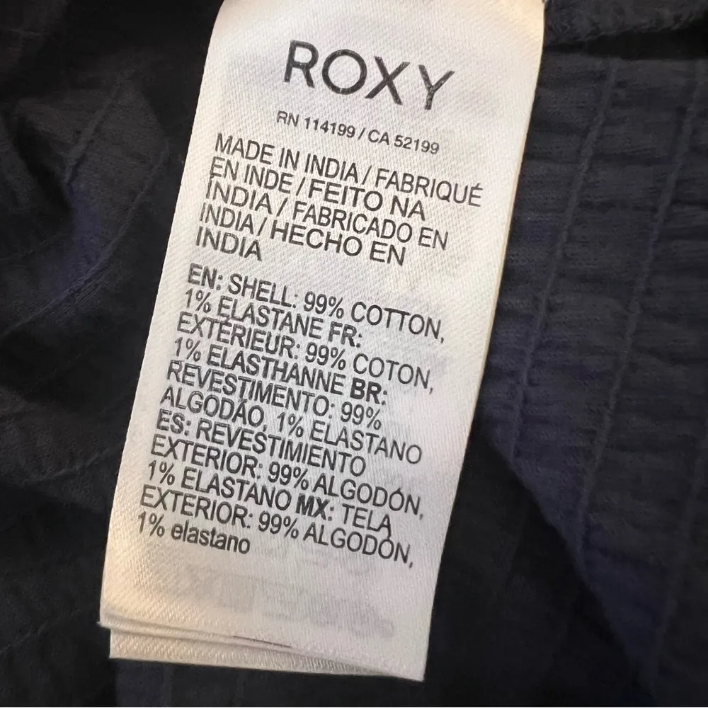 Roxy Off The Shoulder Smocked Mini Dress Size M Navy Blue‎ Cottagecore NEW! - Image 8