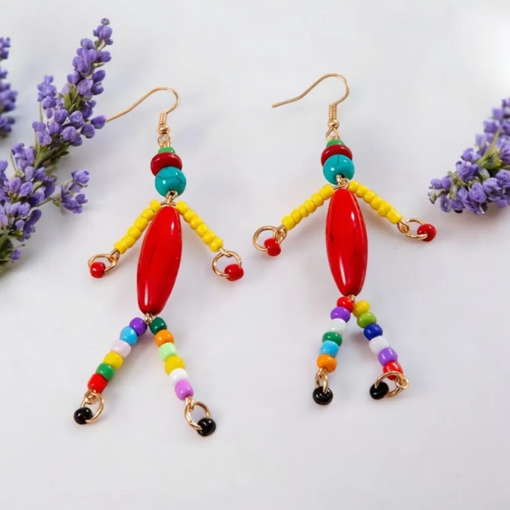 Resin Beaded Dangle Earrings Ethnic Bohemian Style Perfect for‎ Parties & Casual - Image 6