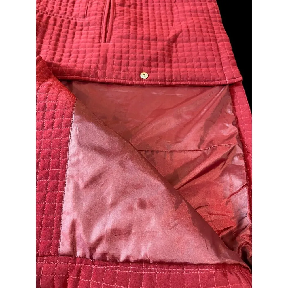 Tudor Court By Haband Lightweight Quilted Snap Button Cranberry Red L Jacket Size L - Image 10