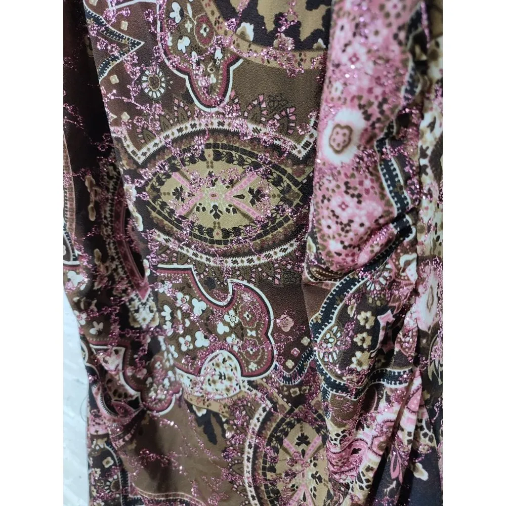 y2k jumpsuit boho print with glitter asymmetrical top size M Size M - Image 9