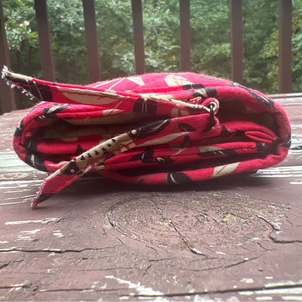 Maggi B Womens Quilted Floral 100% Cotton MultiPocket Wallet Crossbody/Purse Bag Red - Image 15