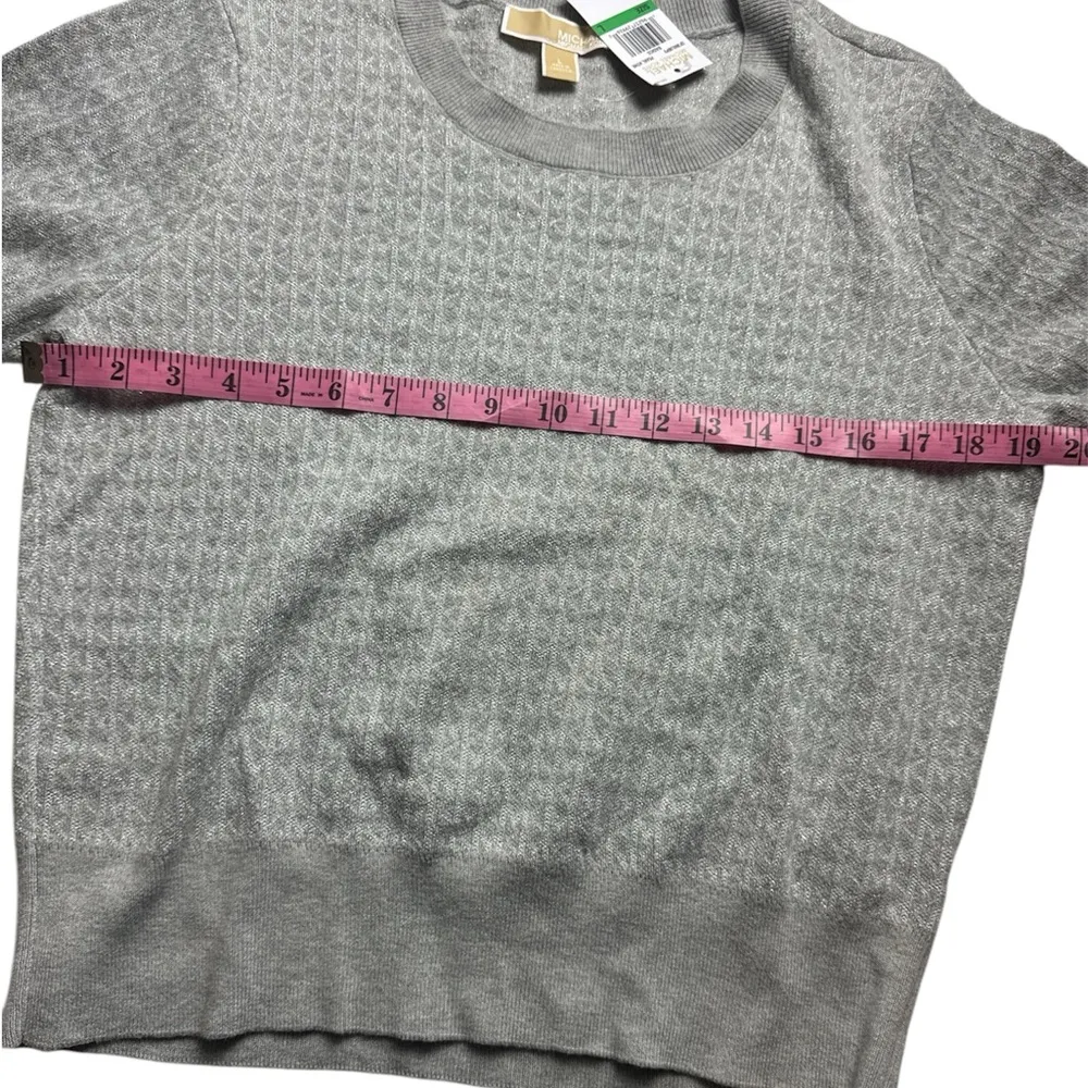 Michael Kors Gray and Silver Logo Women's  Sweater Top Sz L NWT - Image 8