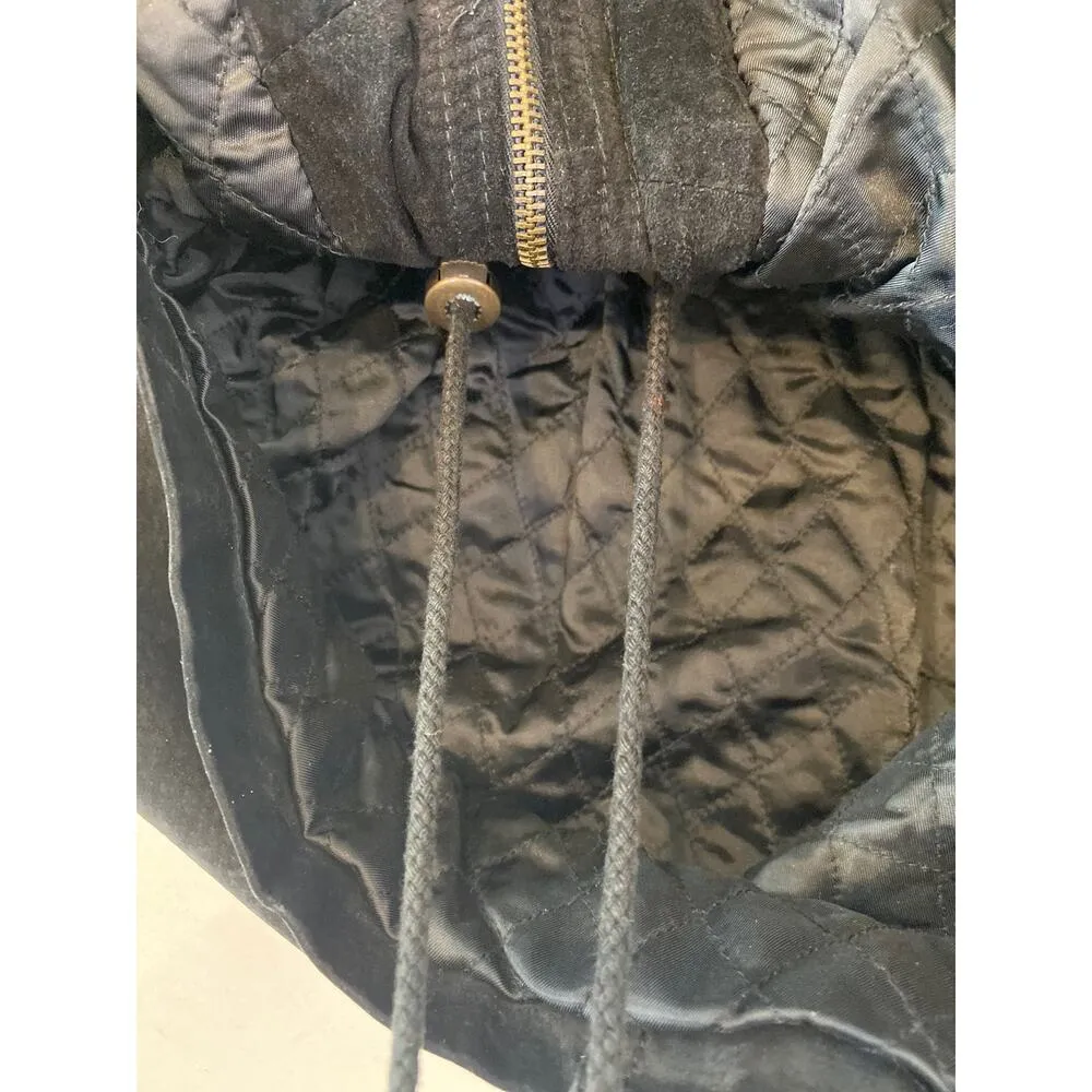 Express Black Vintage 90s Y2K Leather Suede Peplum Parka Jacket Sz XS Zipper - Image 10