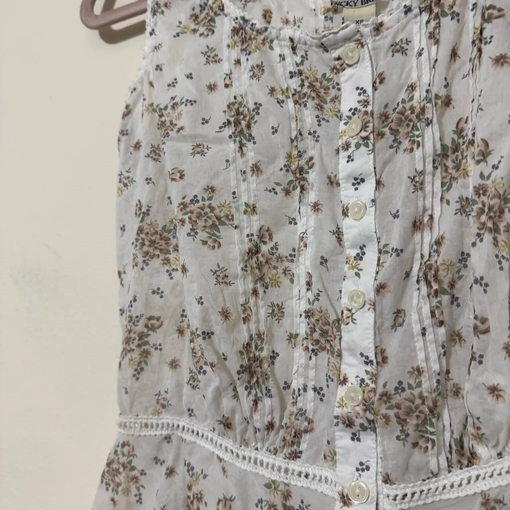 Lucky Brand Cotton Floral Button-Down Sleeveless Top Doen Vibes - Image 2