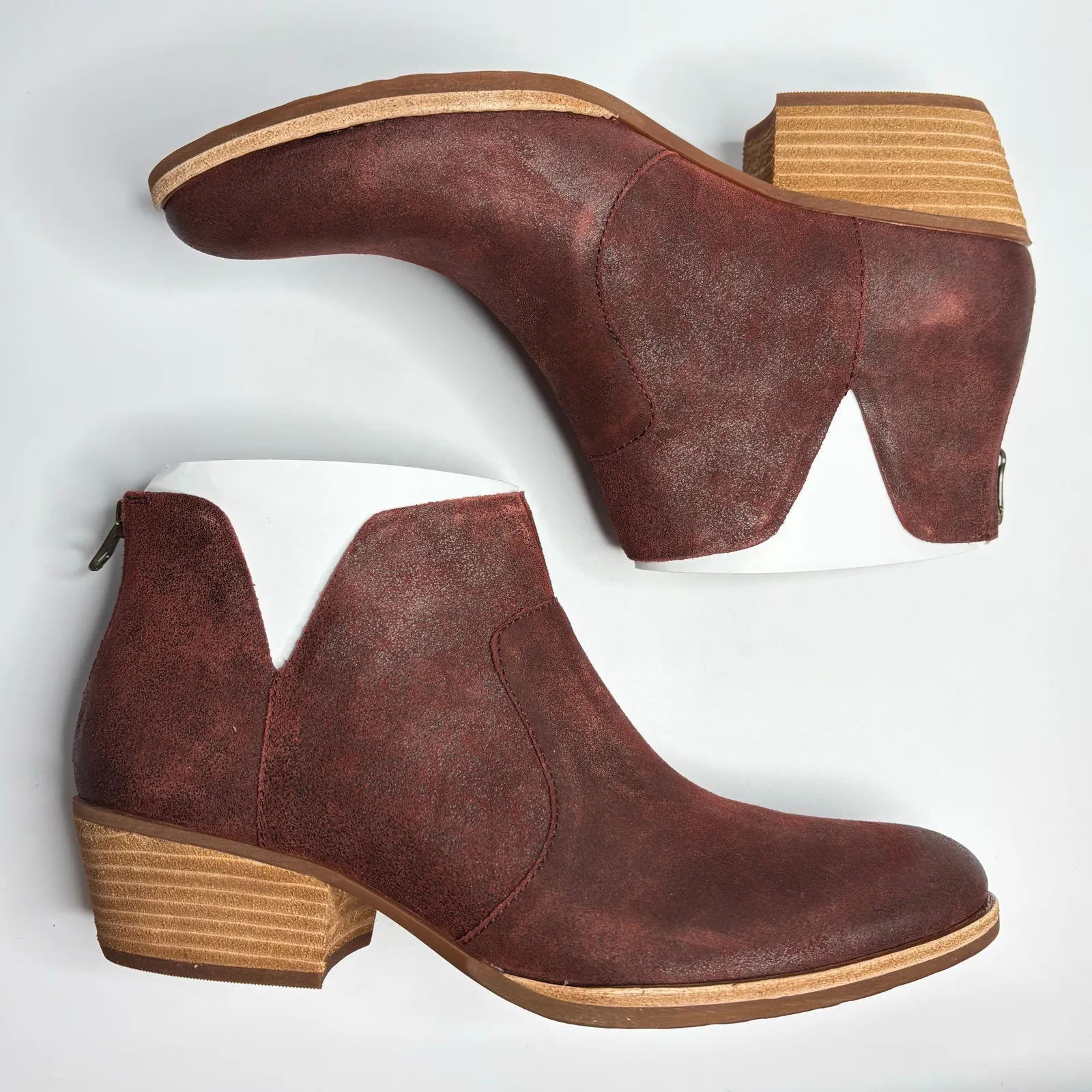 Kork-Ease Skye Leather Ankle Boot in Dark Red Brick Distressed - Image 9