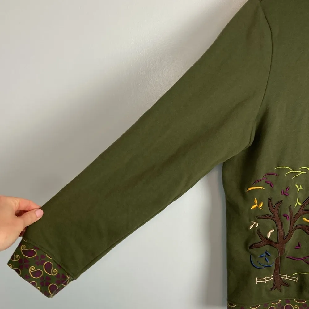 Breckenridge Zip Up Hoodie Embroidered Horse Print Paisley Preppy Farm Size L - Image 8