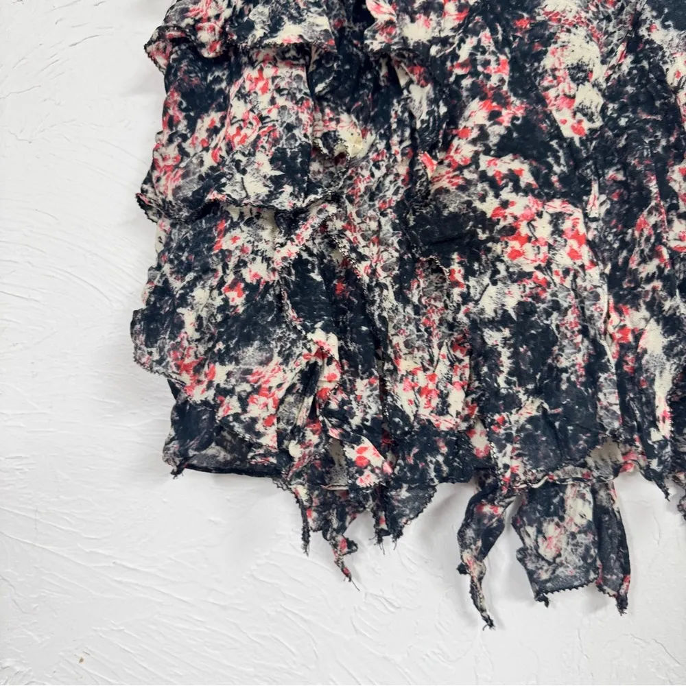 Isabel Marant Etoile Blue Pink Floral Silk Mini Skirt Womens 4 Coquette Romantic - Image 3