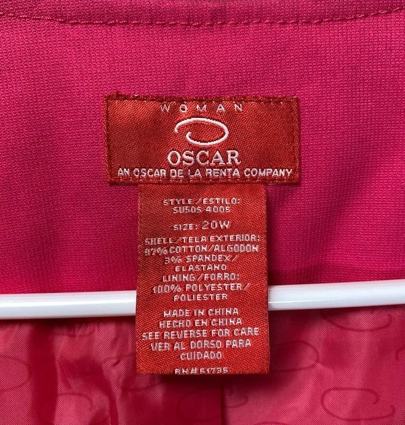 Oscar de la Renta | Vintage Floral Embroidered Single Button Blazer Pink 2XL - Image 2