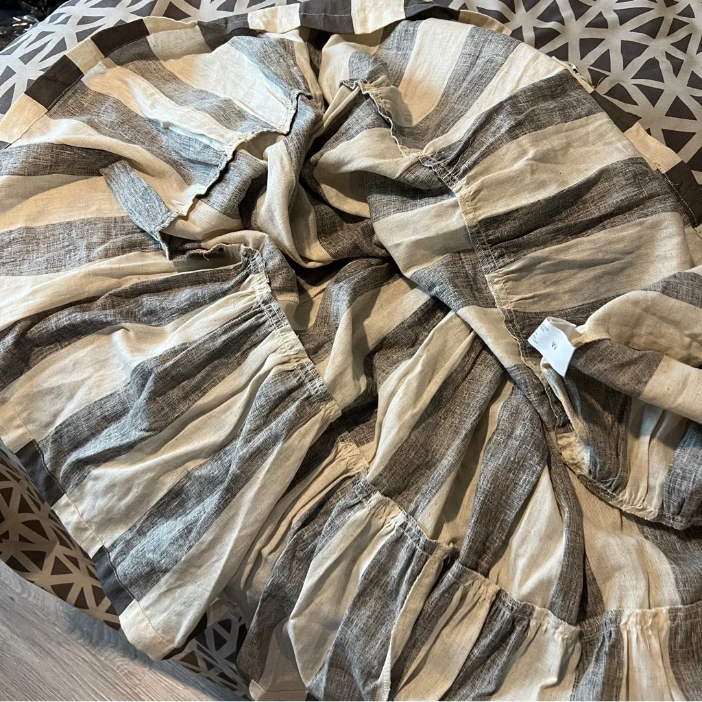 Bombay Paisley Tropical Floral Striped Cotton Flax Sleeveless Sundress Size M‎ Pink Size M - Image 9