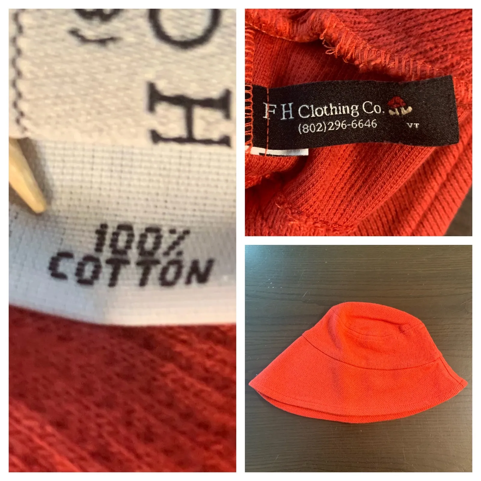 FH Clothing Co Red 100% Cotton Hat Sun Hat Women Vacation Cruise Resort Garden - Image 9