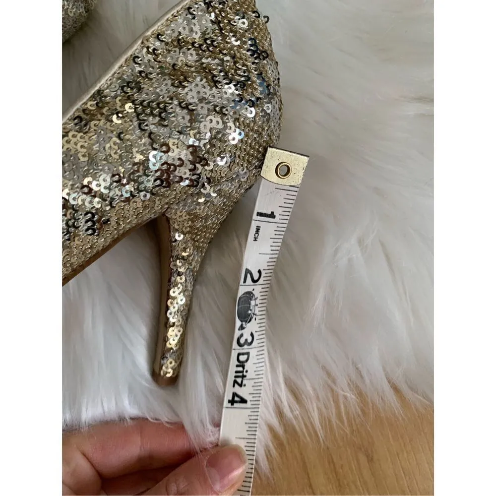 White House black market sparkly heels size 7.5 gold - Image 7