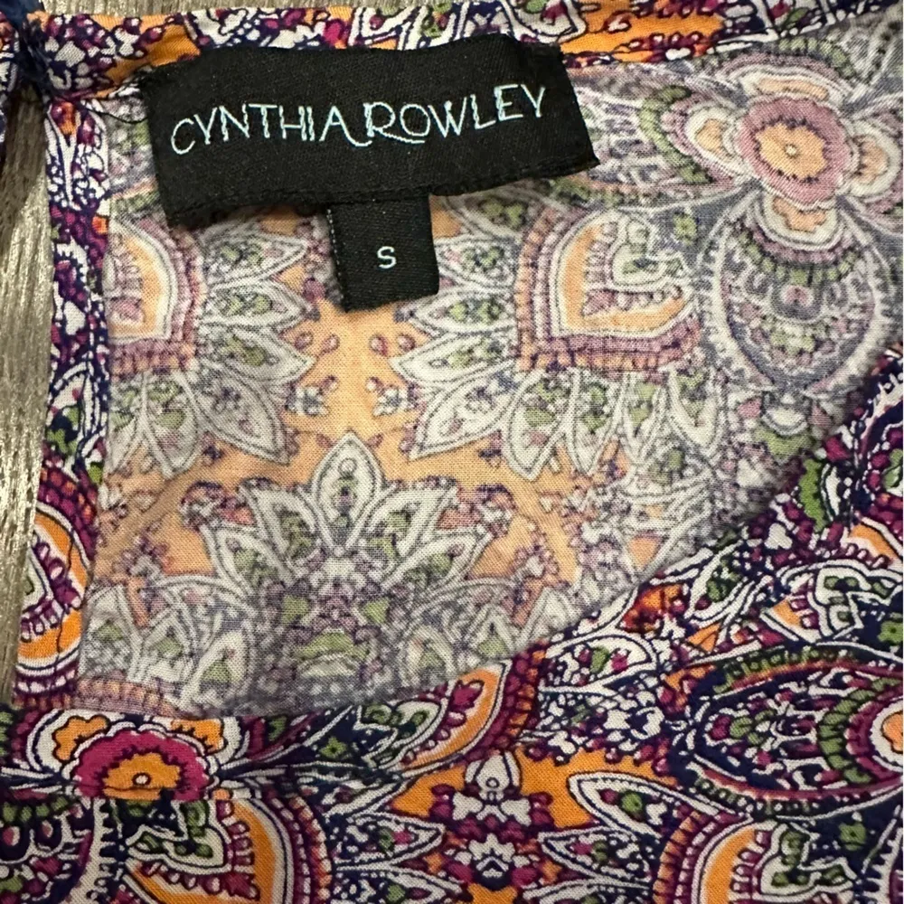 Cynthia Rowley Bright Multi Color Boho Print Cap Sleeve Lightweight Blouse S - Image 9