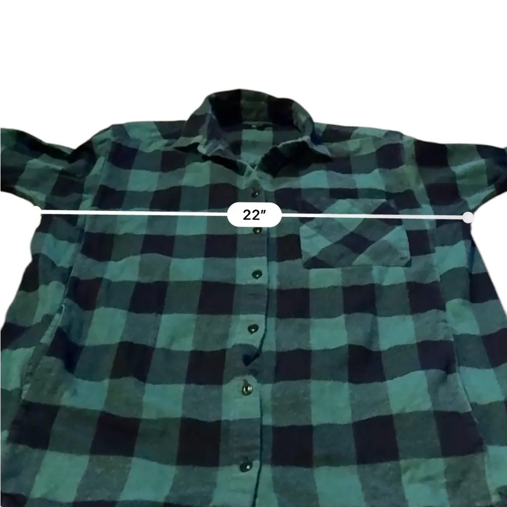 Madewell Green & Black Plaid Flannel Long Sleeve Button Down Shirt Sz S - Image 8