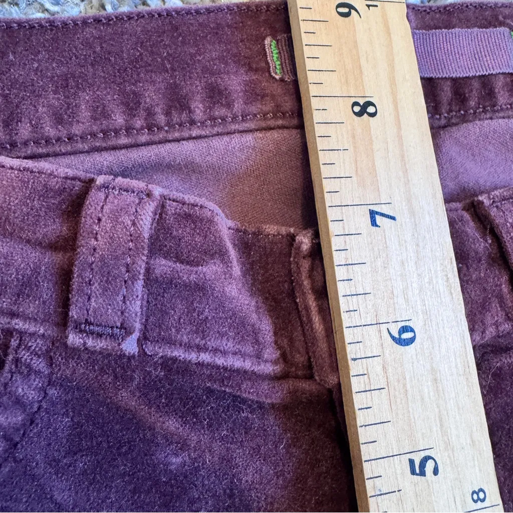J Brand Wine Burgundy Velvet Skinny Pants Womens 24 Fall Preppy Classic Jeggings - Image 3