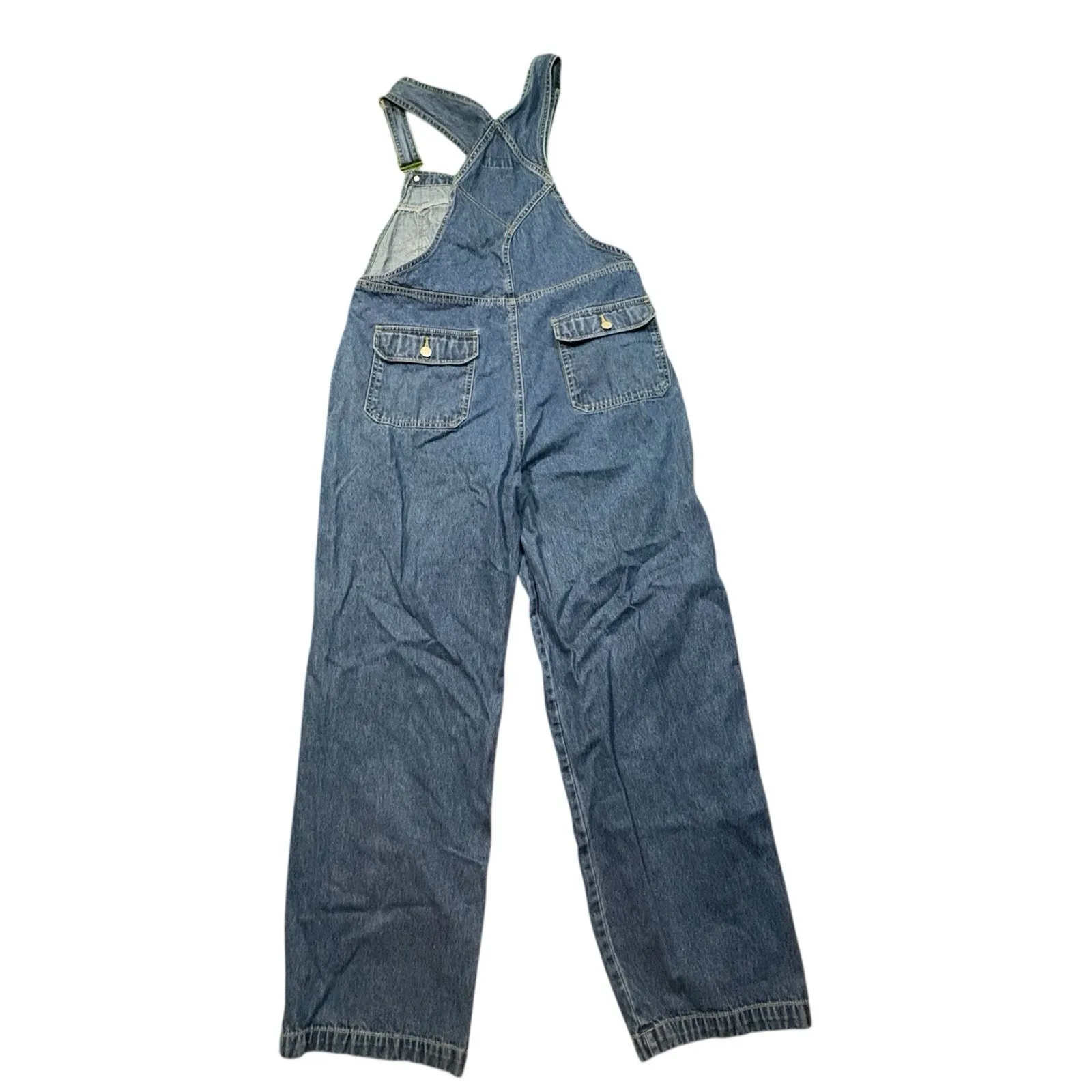Vtg No Boundaries Women's Denim Overalls Baggy Wide Legs Size L 11/13 Goblincore - Image 2