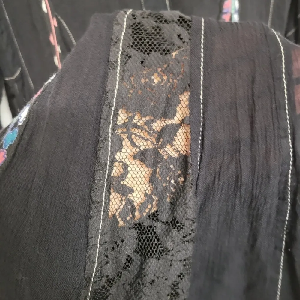 Free People FP One Womens Boho Black Long Sleeve Guaze Lace Dress - Image 6