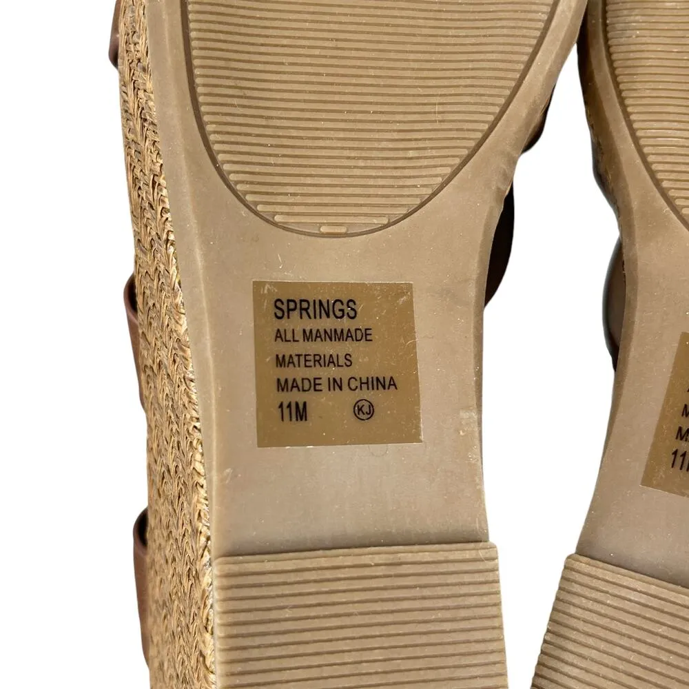 Jellypop Sandals Platform Wedge Memory Foam Springs Cognac Distress 11M New - Image 9