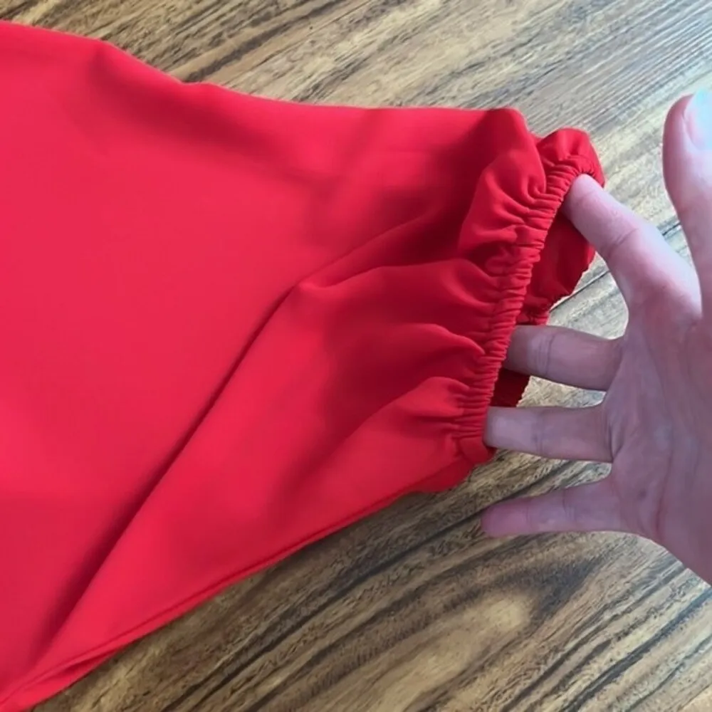Red Dolman Sleeve Dress w/belted flare. New with tags. M Petite - Image 6