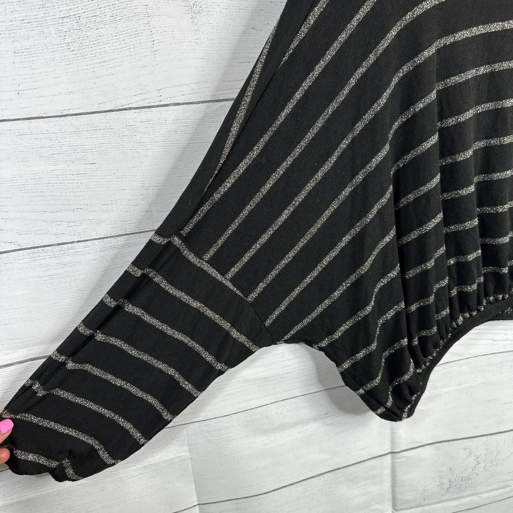 LNA Womens size XS Lily Long Sleeve Sparkle Metallic Striped Cropped Blouse Top - Image 5