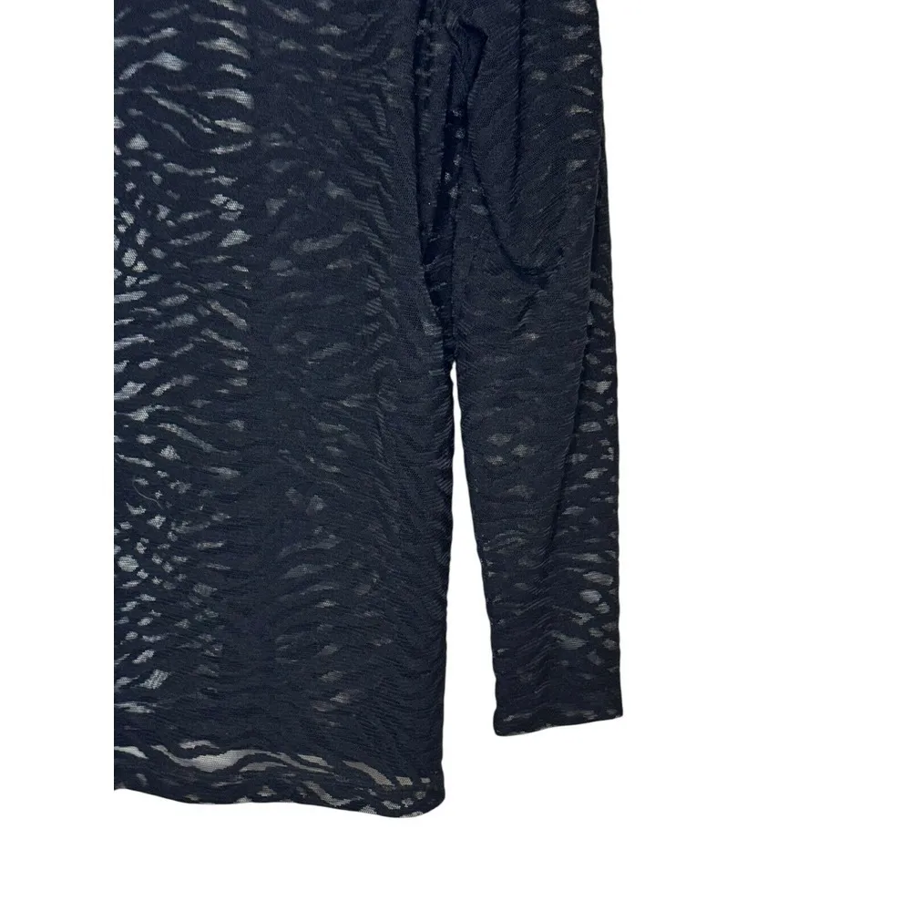 Worth Women Top Lace Sheer Animal Print Long Sleeve Boxy Lightweight Black Sz.12 - Image 7