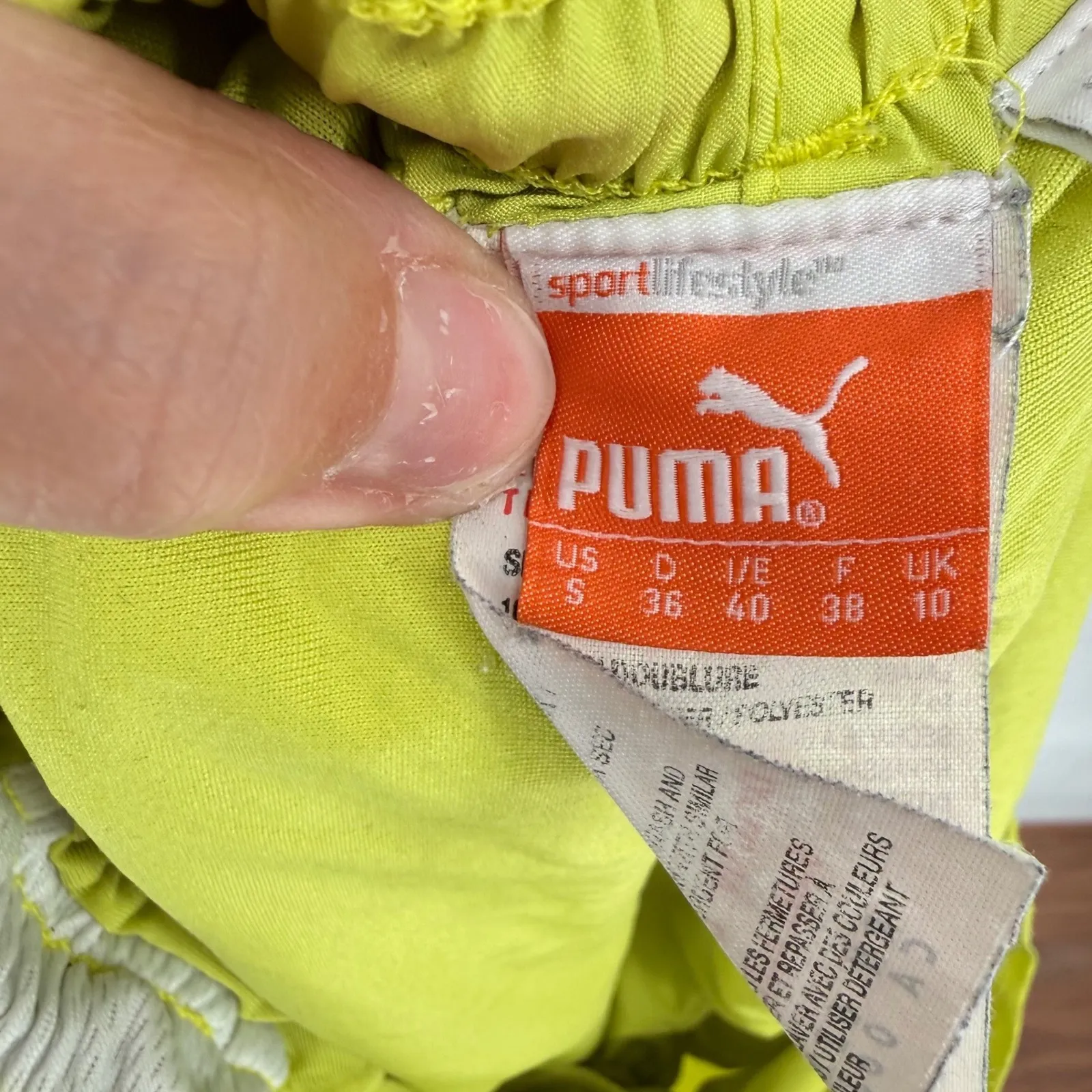Puma Athletic Running Shorts Women's Size S Lime Green White Trim Lightweight - Image 3