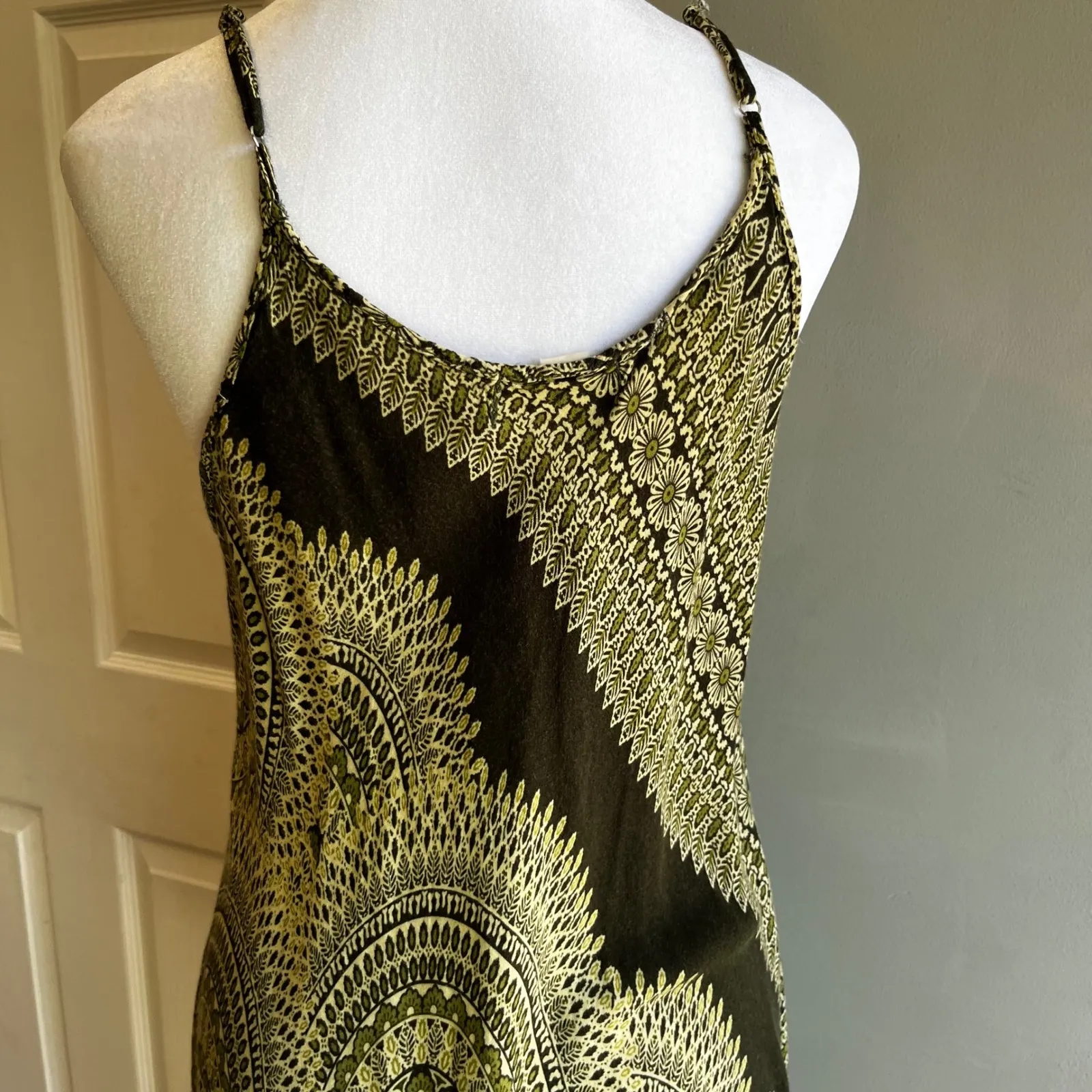 India Boutique Green Patterned Sun Dress Sleeveless Casual Lightweight Dress Size XS - Image 6