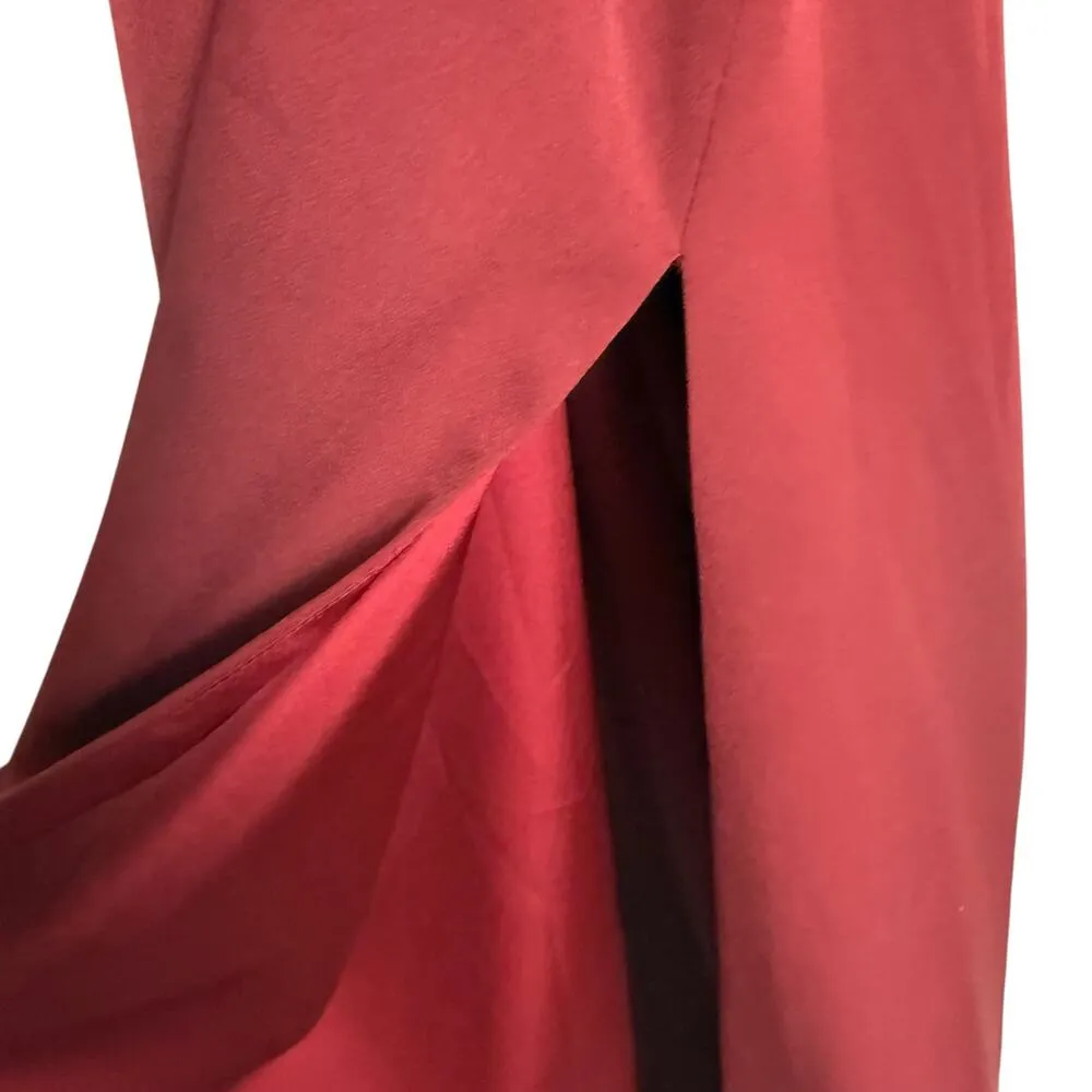 Fame & Partners Firedust Red Plunge Cut Out Sleeveless Slit Gown Size 4 - Image 11