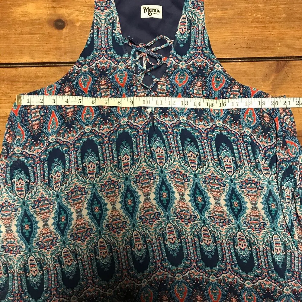 Show Me Your MuMu Blue Red Rancho Mirage Batik Tank Top Small Tunic Oversized - Image 7