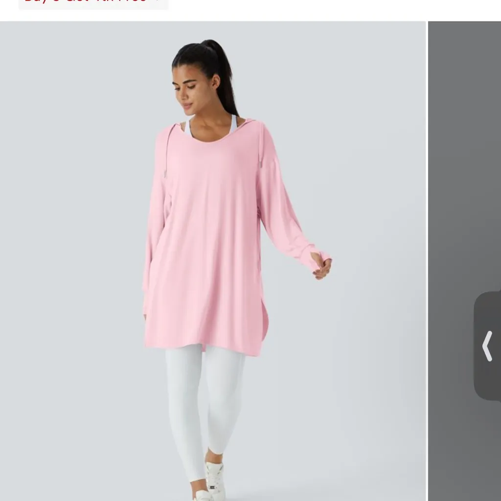 NWOT HALARA Long Sleeve Hoodie lightweight modern oversized size M. Stretch soft - Image 7