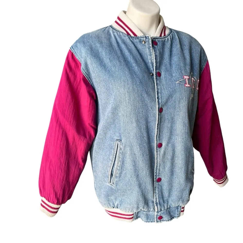 Vintage Ivy Club Classics Denim Bomber Jacket, Sz S Blue - Image 5